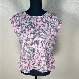 LOFT Pink Floral Peplum Blouse